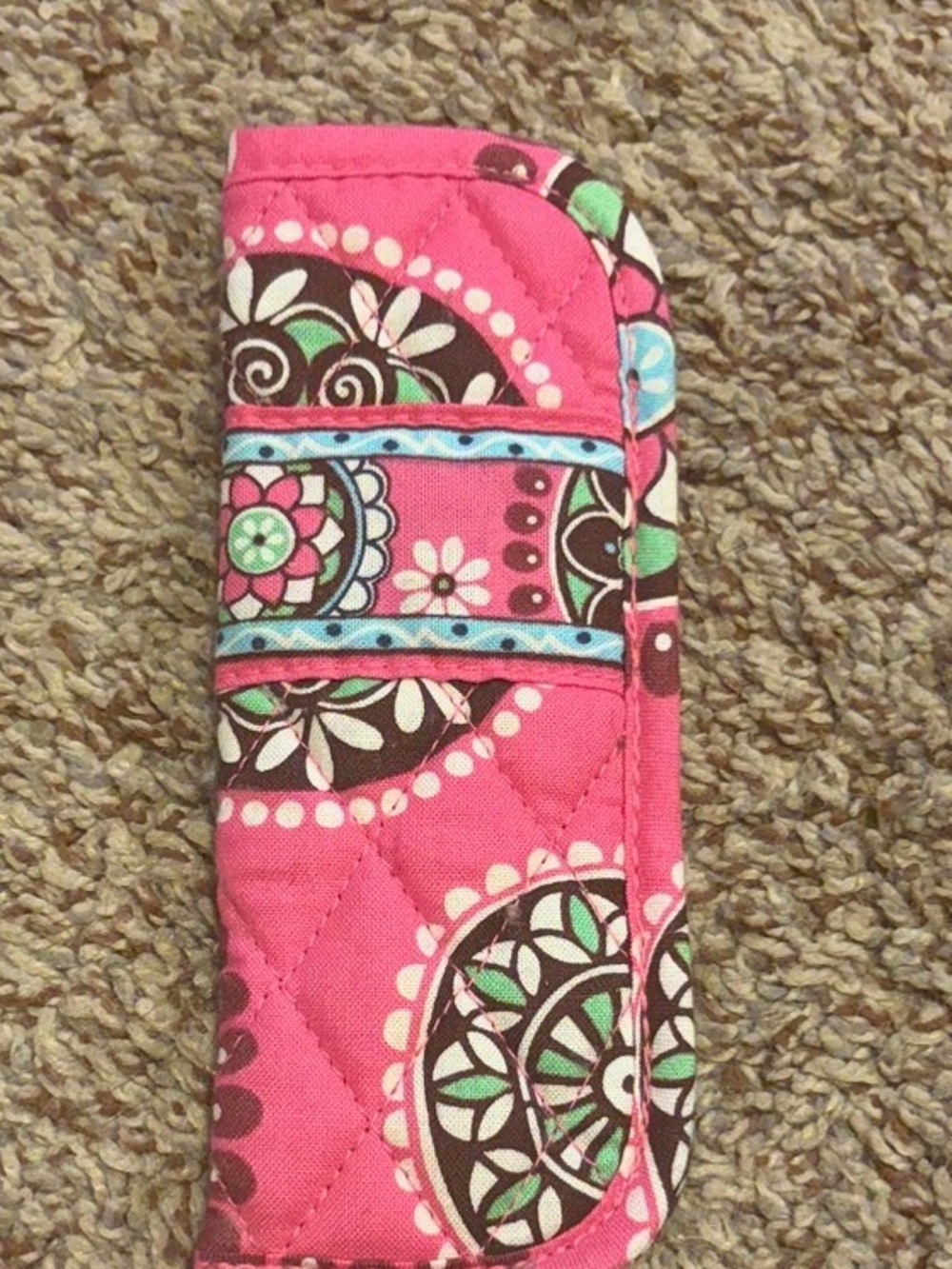 Vera Bradley Pink Quilted Floral Eyeglass Sleeve with Turquoise Accents